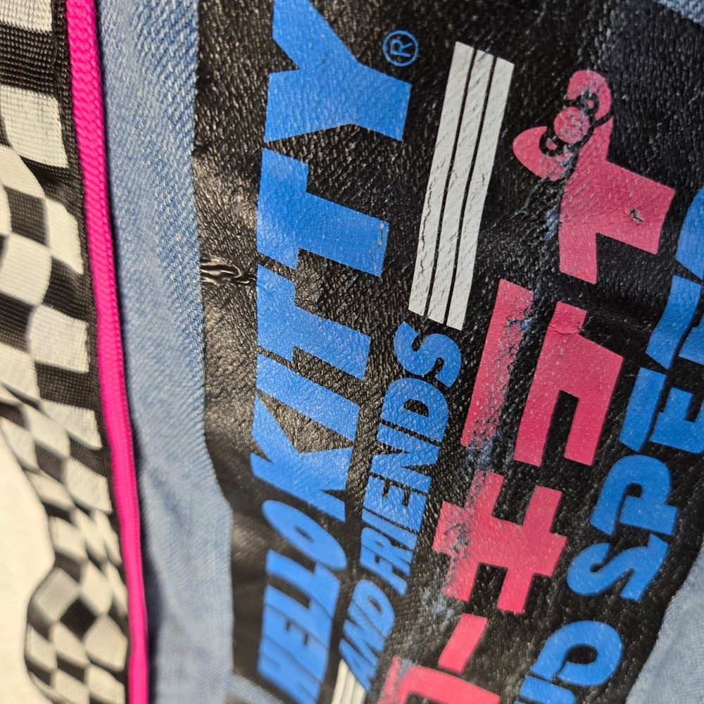 Sanrio Jeans Juniors 5 Hello Kitty Tokyo Speed Blue Checkered Graphic Racing - Picture 3 of 14